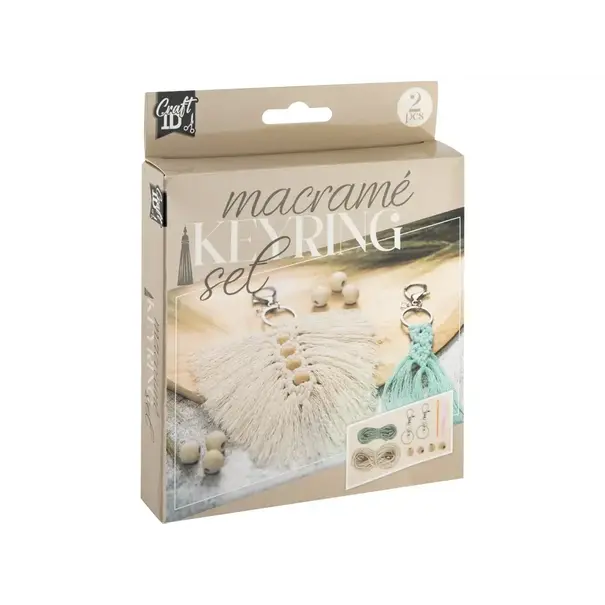 Craft1D | Macrame KeyRing-  Set van 2 met kralen