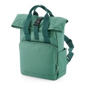 Recycled Mini Twin Handle Roll-Top Backpack - Sage Green