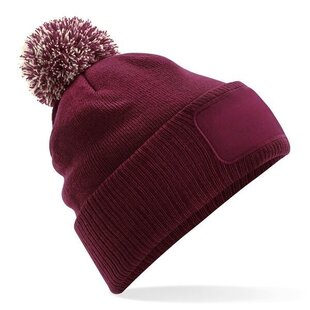 Snowstar Patch Beanie - Burgundy / Off white