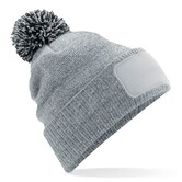 Snowstar Patch Beanie - Heather Grey / Black