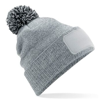Beechfield | Snowstar Patch Beanie - Heather Grey / Black