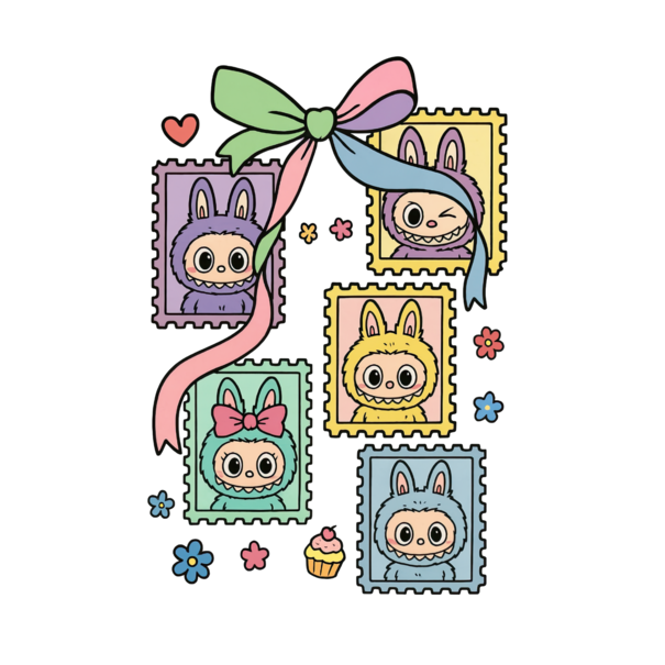 Textieltransfer DTF "Labubu Loveframes"