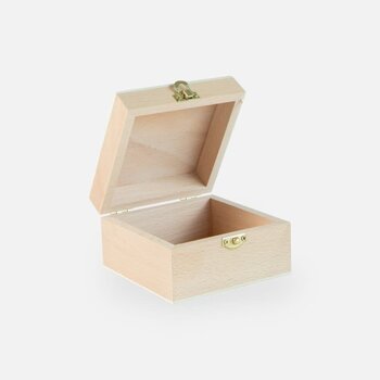 Houten bewaarkistje vierkant