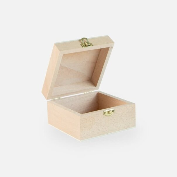 Houten bewaarkistje vierkant