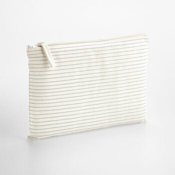 Westford Mill | Striped Organic Cotton Accessory Pouch -  Grey Stripe