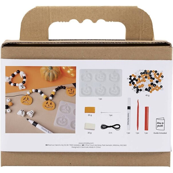 Creativ Company | Mini Hobbyset Halloween-Sieraden – Boetseren (Pompoen & Spookje)