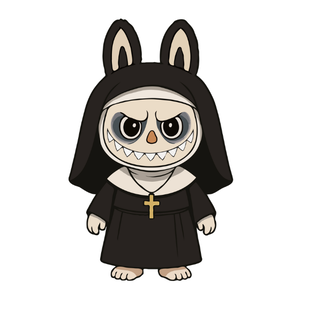 Textieltransfer DTF "VALAK THE NUN X Labubu"