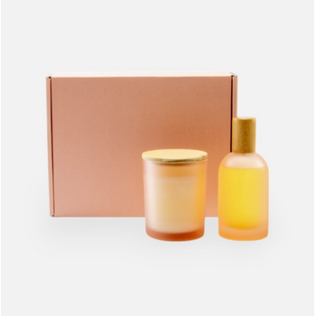 Luxegiftbox geurkaars & roomspray gevuld - frosted blush