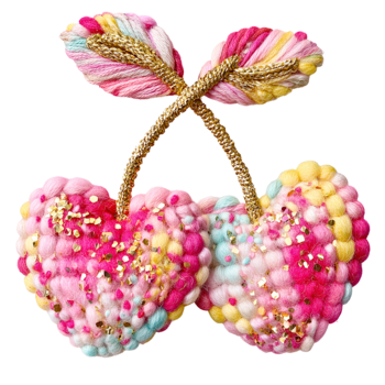 Feeërieke | Textieltransfer DTF "Sparkle Yarn Cherries"  SMALL EDITION