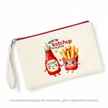 Westford Mill | Canvas Wristlet - Natural/Red