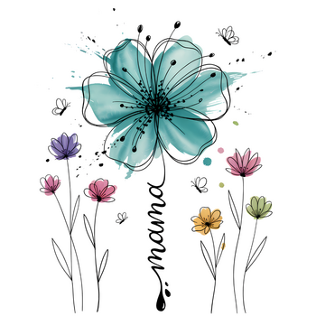 Feeërieke | Textieltransfer DTF "Watercolour Flowers Mama"