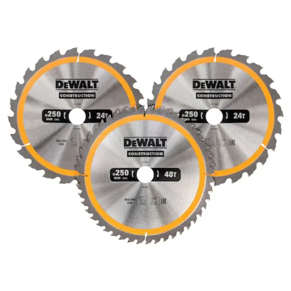 DeWalt 3-delige DeWalt set cirkelzaagbladenset (250mm)