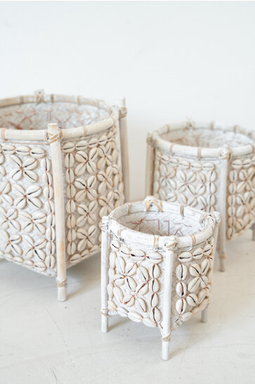 Basket Bambu Kerang Off White
