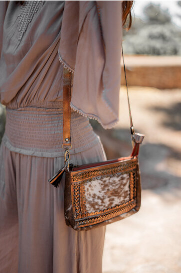 Leather Pouch Bag Cow Camel