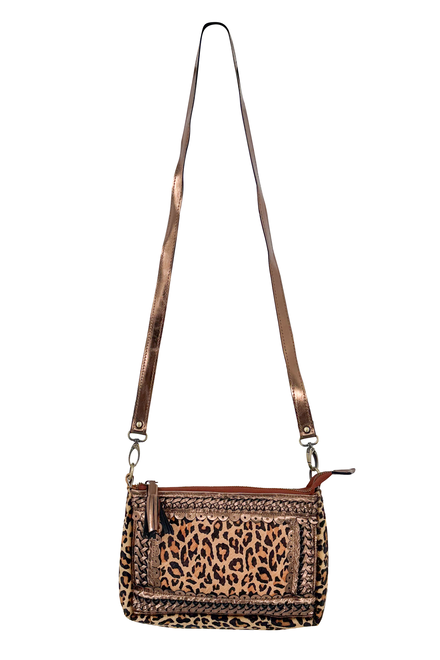 Leather Pouch Bag Leopard Beige