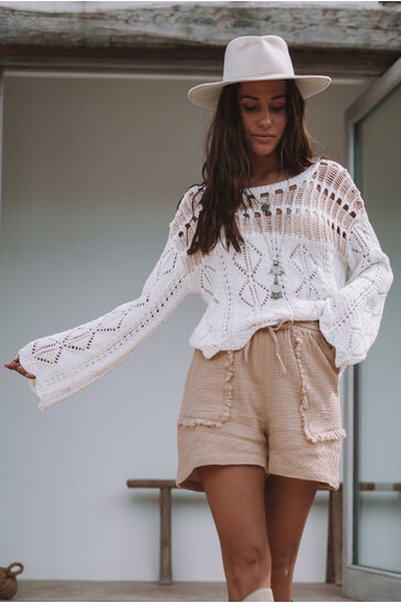 Alaya Ajour Gestrickter Pullover Off White