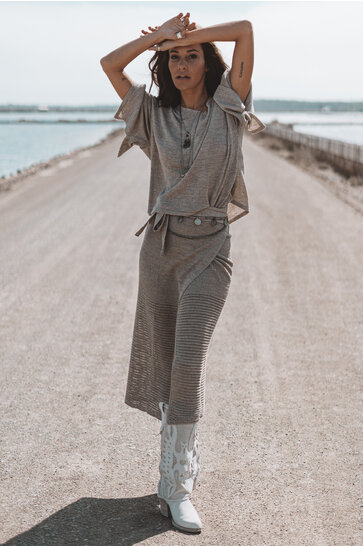 Eve Knitted Wrap Skirt Tender Taupe