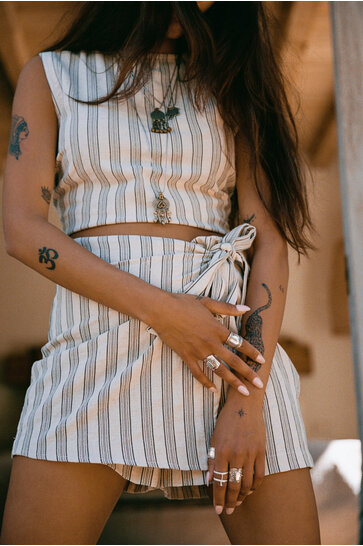 Ivy Striped Skort Stripe Beige/Black