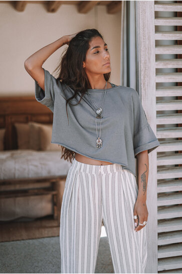 Ivy Gestreifte Hose Gestreift Beige/Schwarz