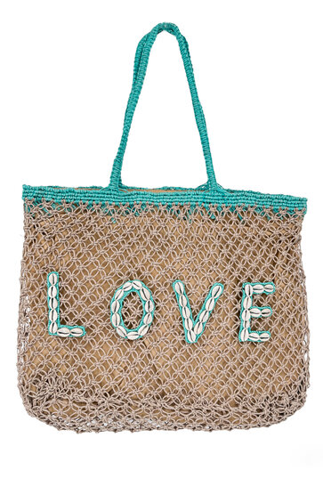 Beach Bag Seashell Love Aqua