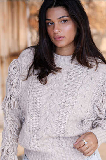 Fringe Pullover Dago Beige