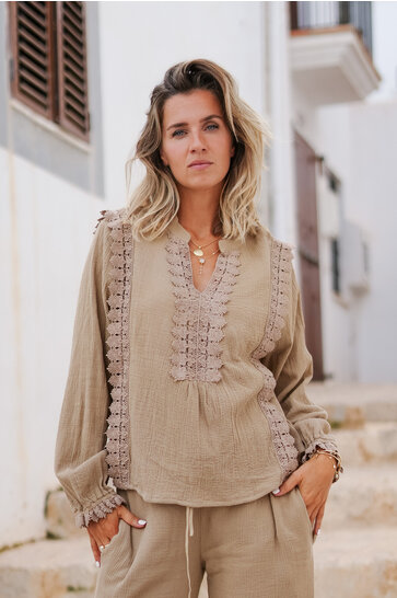 Bluse Encaje Taupe