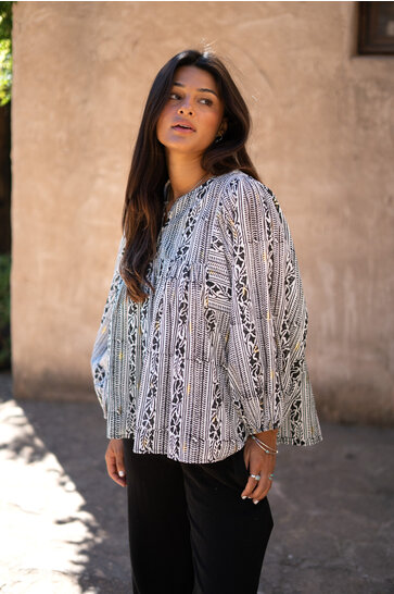Bluse Corazon Print Schwarz