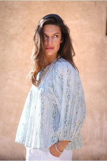 Blouse Corazon Print Stone Blue