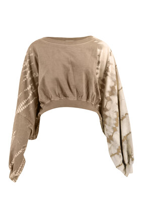 Cropped Sweater Brisha Taupe Tie Dye