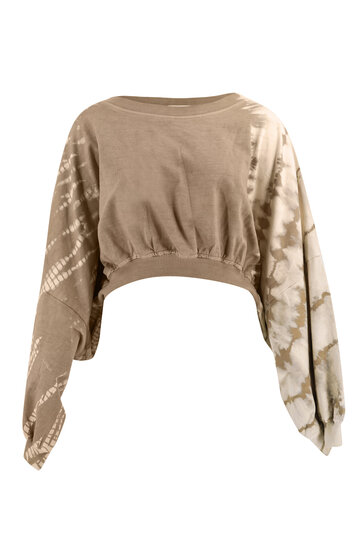 Cropped Sweater Brisha Taupe Tie Dye