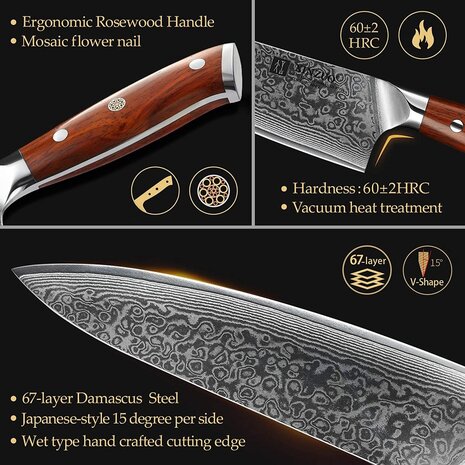 XinZuo Damascus messenset 15-delig - B13R Yu series XinZuo Damascus messenset 15-delig - B13R Yu series
