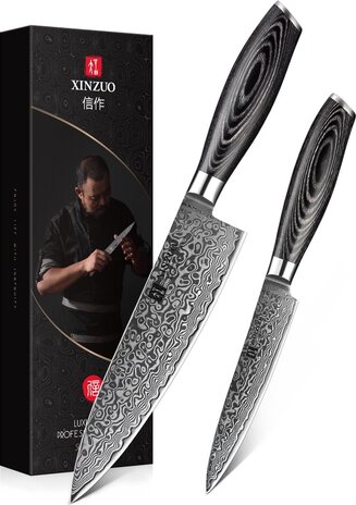 XinZuo Damascus messenset 2-delig - B20 Ya series XinZuo Damascus messenset 2-delig - B20 Ya series