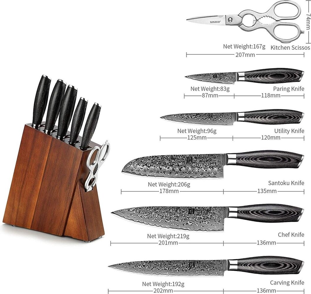 XinZuo Damascus messenset 7-delig - B20 Ya series