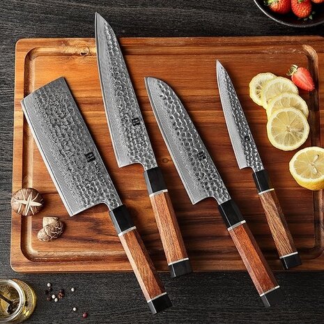 XinZuo Damascus messenset 4-delig - PM8 Zhen series XinZuo Damascus messenset 4-delig - PM8 Zhen series