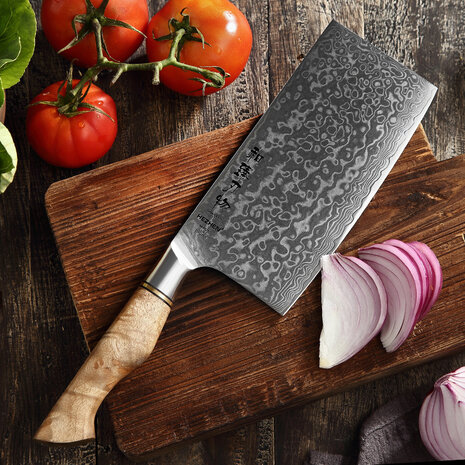 Hezhen Damascus Cleaver (Chinees koksmes)  - B30 Master series