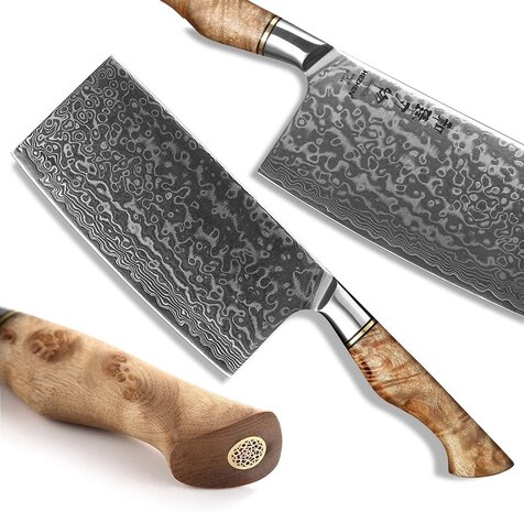 Hezhen Damascus Cleaver (Chinees koksmes)  - B30 Master series
