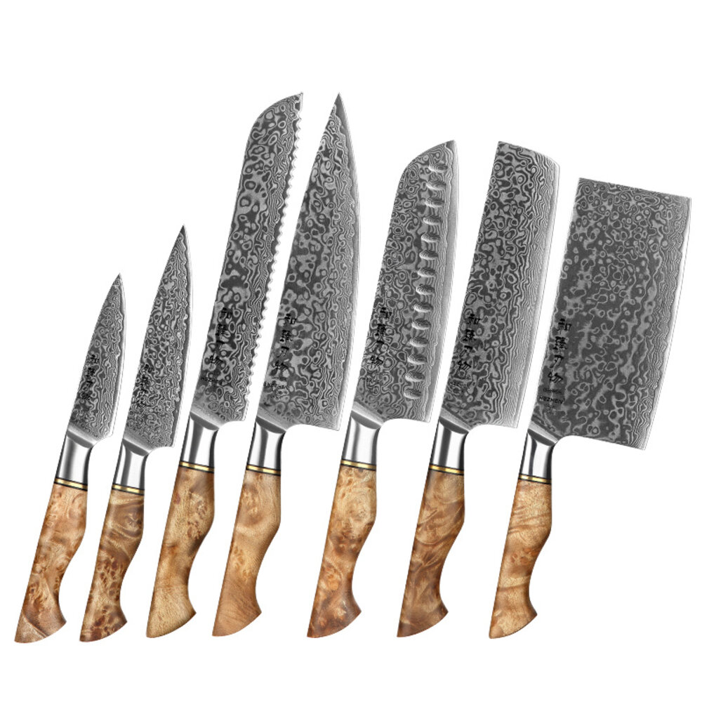 Hezhen Damascus messenset 7-delig - B30 Master series Hezhen Damascus messenset 7-delig - B30 Master series