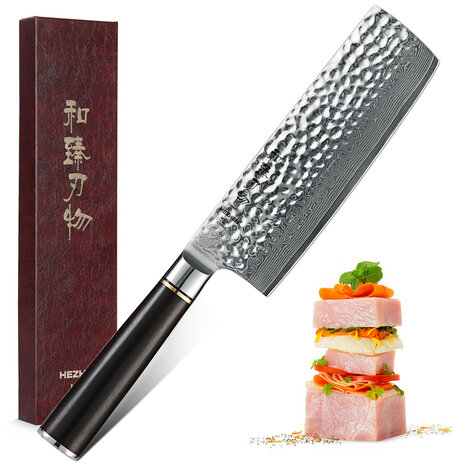 Hezhen Damascus Nakiri mes - B1Z Classic series Hezhen Damascus Nakiri mes - B1Z Classic series