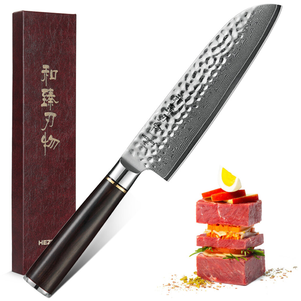 Hezhen Damascus Santokumes - B1Z Classic series Hezhen Damascus Santokumes - B1Z Classic series