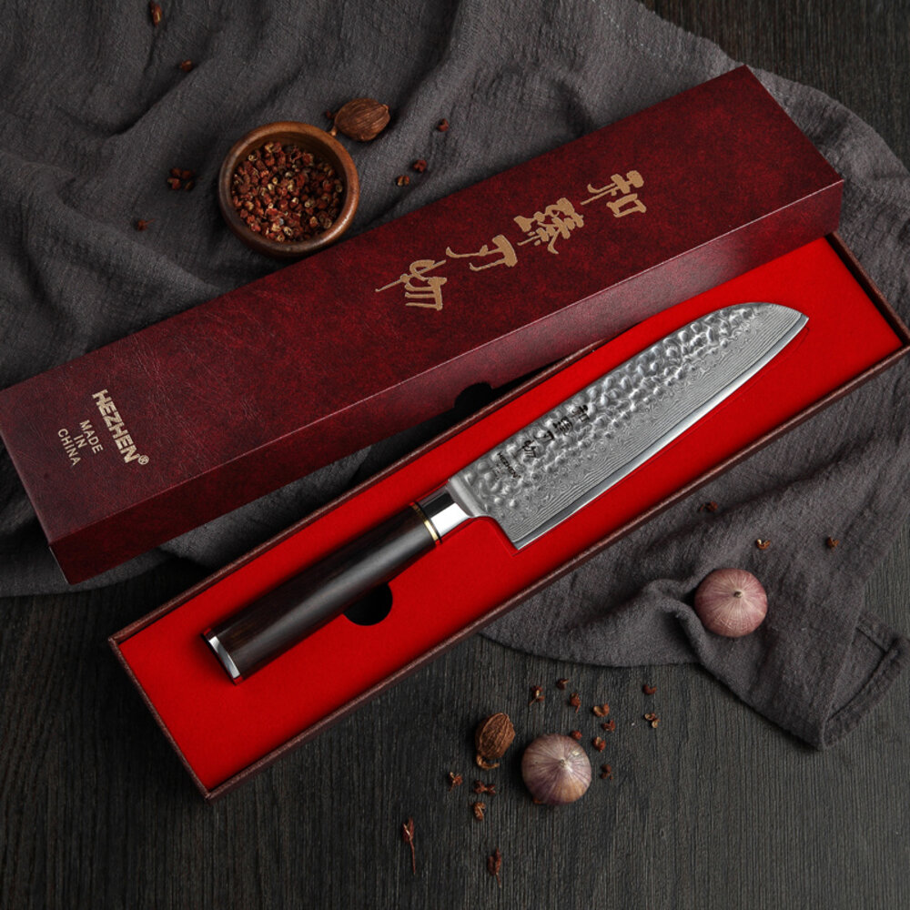 Hezhen Damascus Santokumes - B1Z Classic series Hezhen Damascus Santokumes - B1Z Classic series