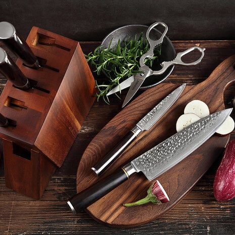 Hezhen Damascus messenset 7-delig - B1Z Classic series Hezhen Damascus messenset 7-delig - B1Z Classic series