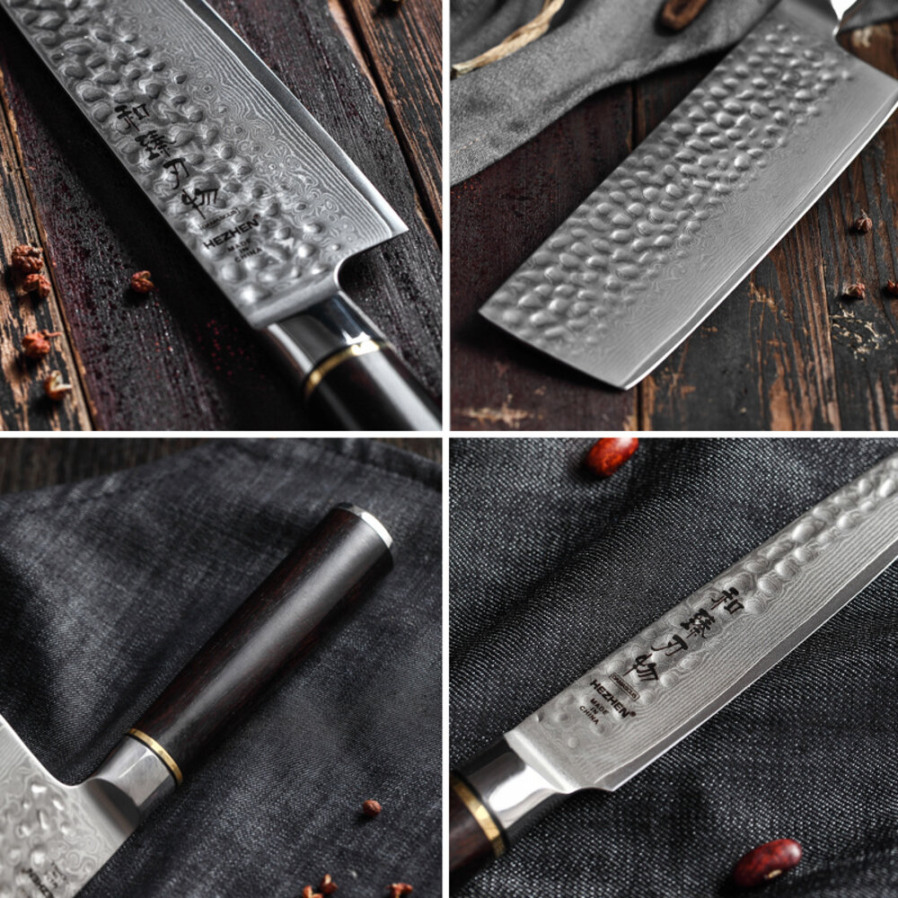 Hezhen Damascus messenset 7-delig - B1Z Classic series Hezhen Damascus messenset 7-delig - B1Z Classic series