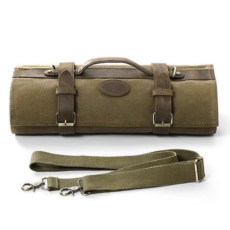 Hezhen Messentas canvas/leer - Groen/bruin Hezhen Messentas canvas/leer - Groen/bruin