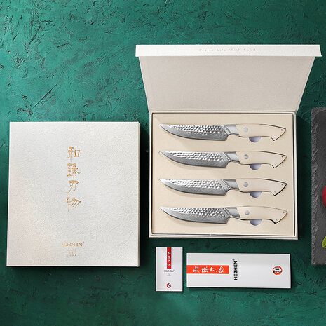 Hezhen Damascus Steakmessen 4 stuks - B38H Elegant series Hezhen Damascus Steakmessen 4 stuks - B38H Elegant series