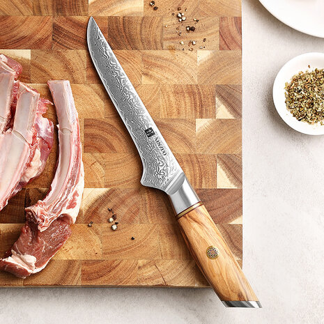 XinZuo Damascus Uitbeenmes - B37 Lan series XinZuo Damascus Uitbeenmes - B37 Lan series