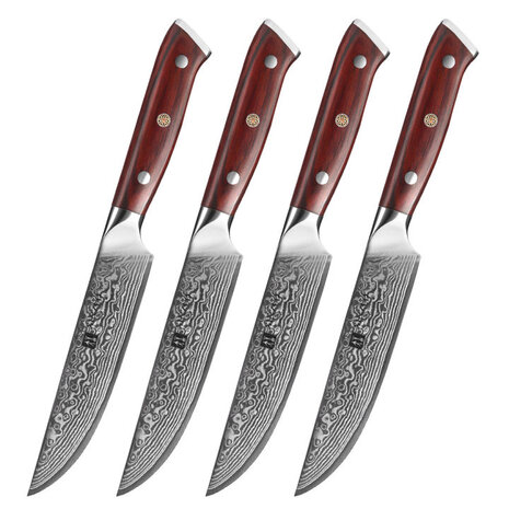 XinZuo Damascus Steakmessen 4 stuks - B13R Yu series XinZuo Damascus Steakmessen 4 stuks - B13R Yu series