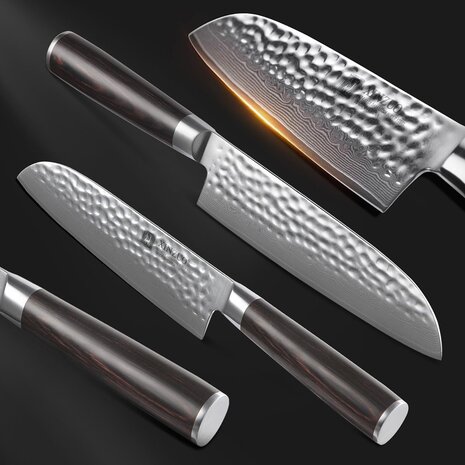 XinZuo Damascus Santokumes - B1H He series XinZuo Damascus Santokumes - B1H He series