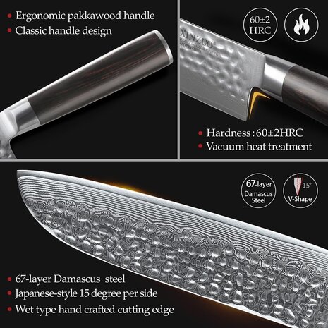 XinZuo Damascus Santokumes - B1H He series XinZuo Damascus Santokumes - B1H He series