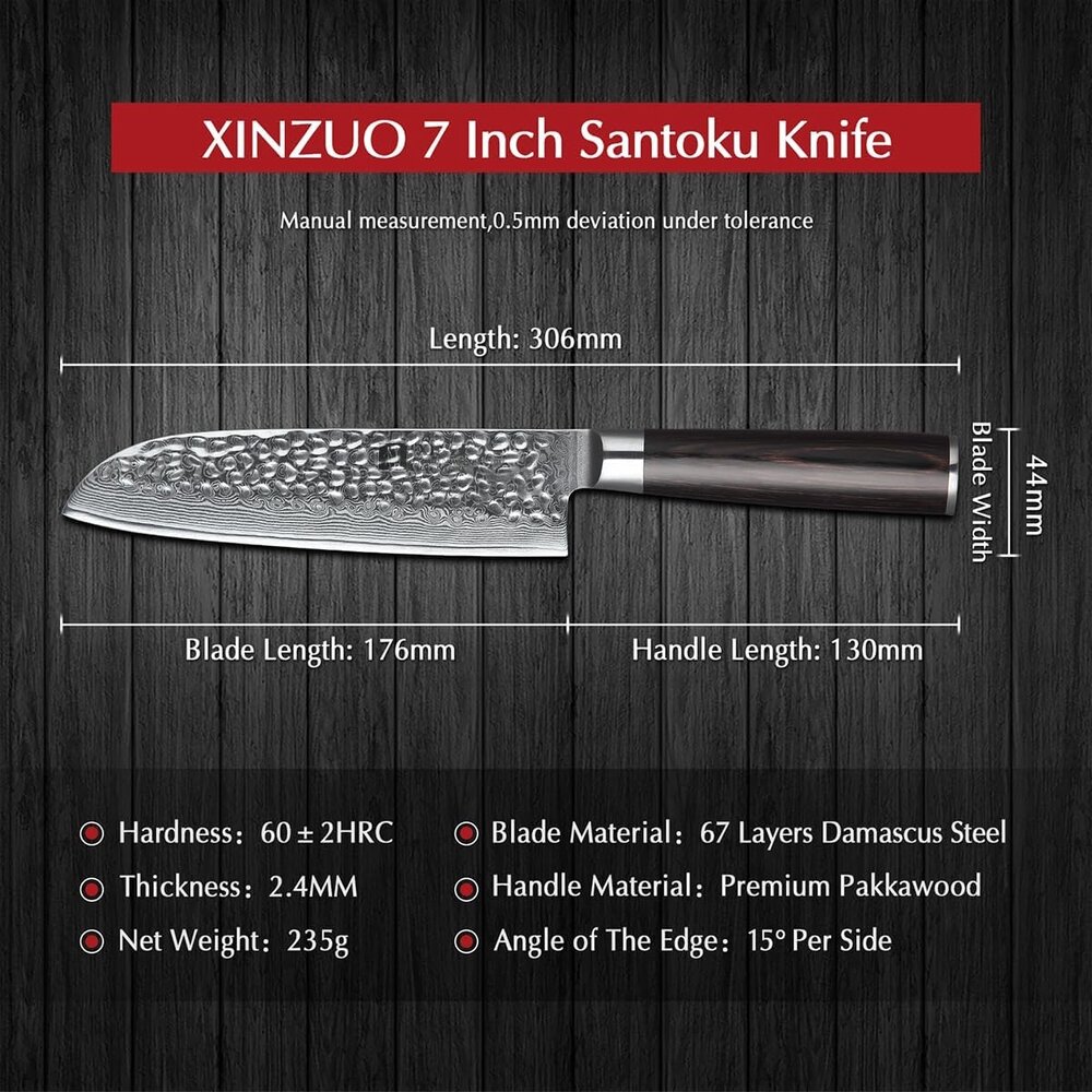 XinZuo Damascus Santokumes - B1H He series XinZuo Damascus Santokumes - B1H He series