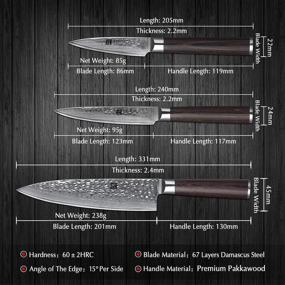 XinZuo Damascus messenset 5-delig - B1H He series XinZuo Damascus messenset 5-delig - B1H He series